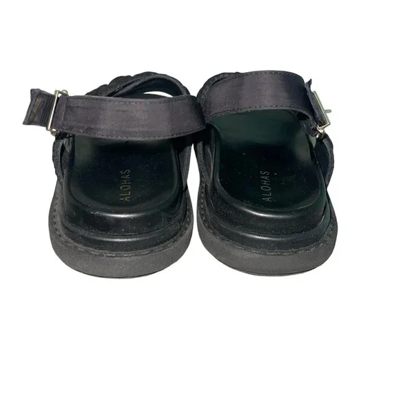 Alohas Womens Sandals Size 39 Black Marshmallow Quilted Casual Slingback - Picture 7 of 9